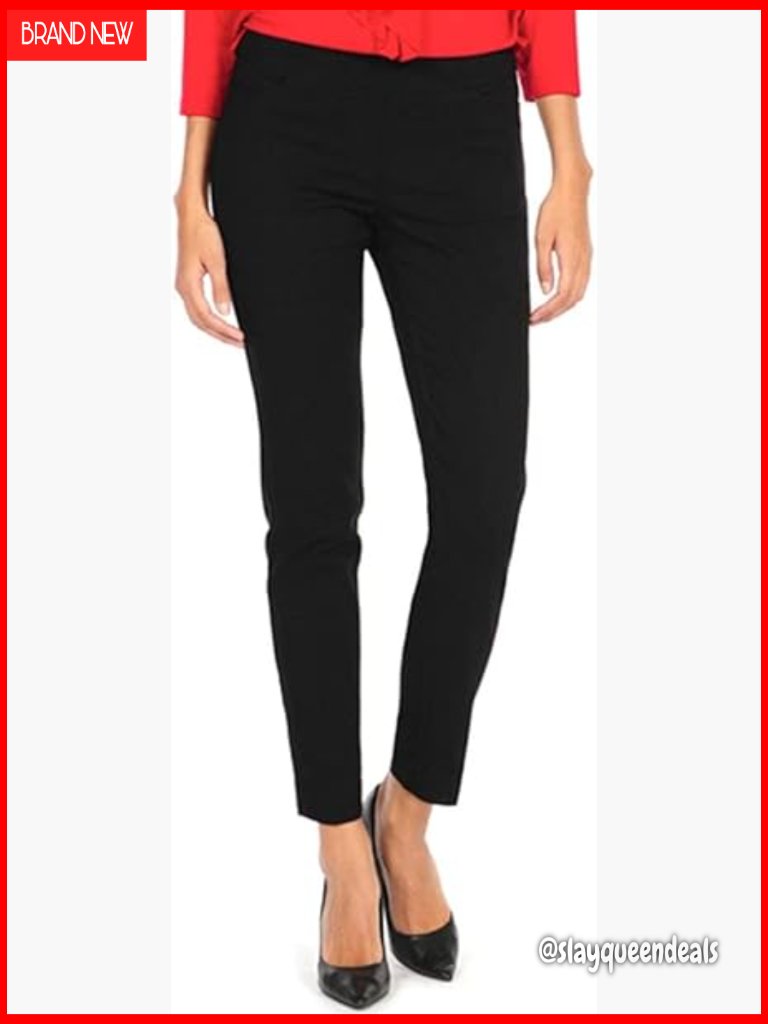 Tummy Control Pull-On Straight Leg Pants, Stretch Work & Casual